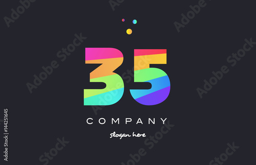 35 thirty five colored rainbow creative number digit numeral logo icon