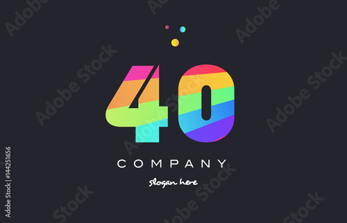 40 forty colored rainbow creative number digit numeral logo icon