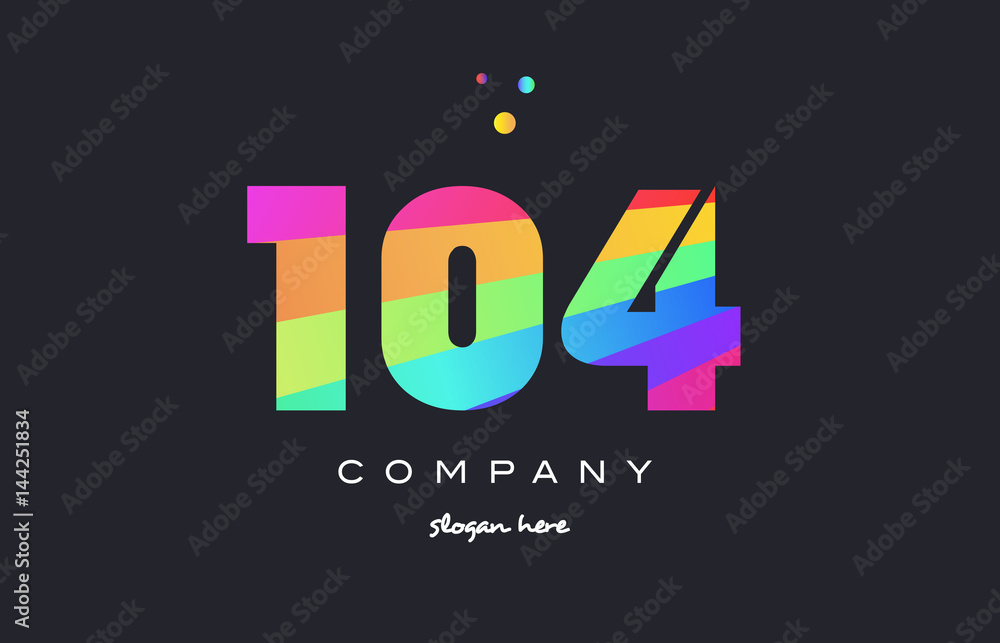 104 colored rainbow creative number digit numeral logo icon