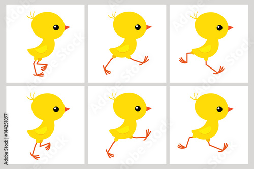 Running chicken animation sprite sheet isolated on white background
