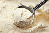 Scoop with tasty ice cream, closeup