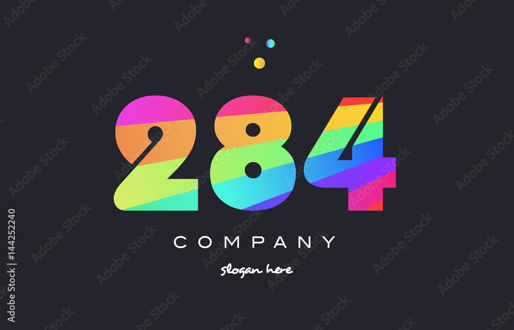 284 colored rainbow creative number digit numeral logo icon