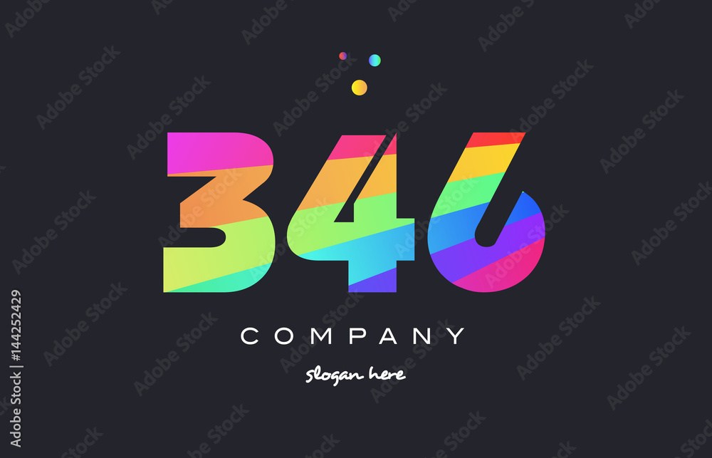 346 colored rainbow creative number digit numeral logo icon