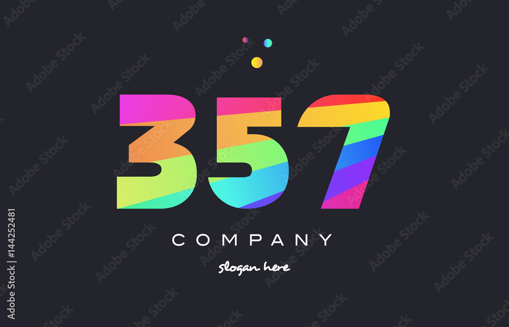 Fototapeta premium 357 colored rainbow creative number digit numeral logo icon