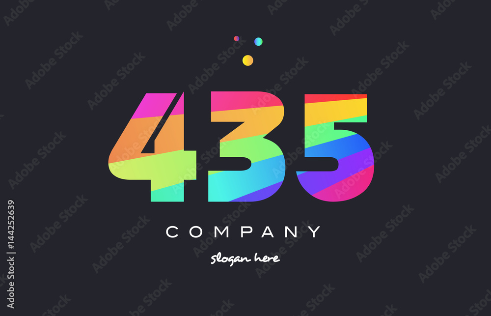 435 colored rainbow creative number digit numeral logo icon