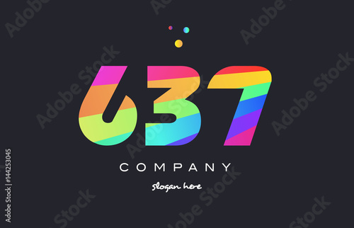 637 colored rainbow creative number digit numeral logo icon