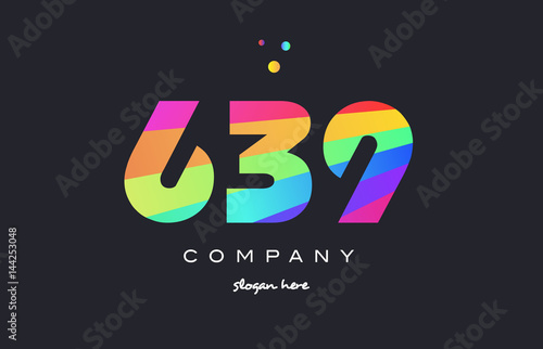 639 colored rainbow creative number digit numeral logo icon