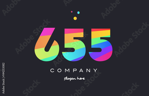 655 colored rainbow creative number digit numeral logo icon