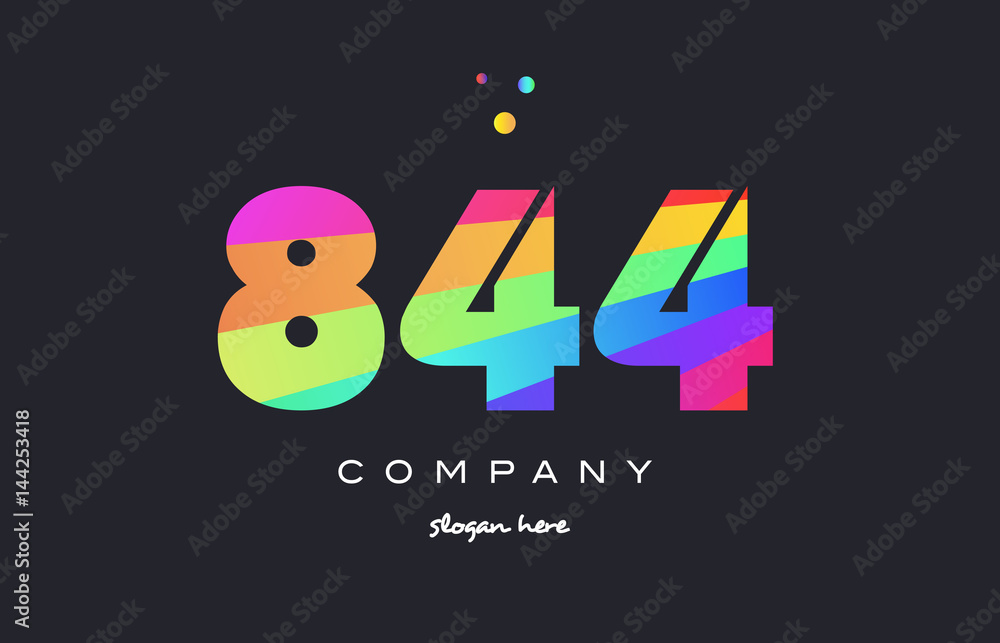 844 colored rainbow creative number digit numeral logo icon 844 colored rainbow creative number digit numeral logo icon