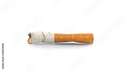 Cigarette butt on white background