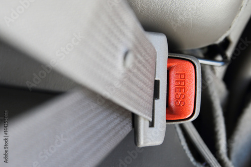 Car detail, Car seat belt. The concept of safety on the road.