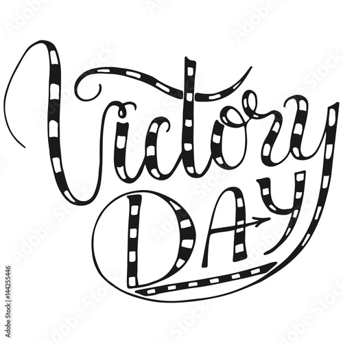 Honoring all who served. Victory Day. The trend calligraphy. Vector illustration on white background.