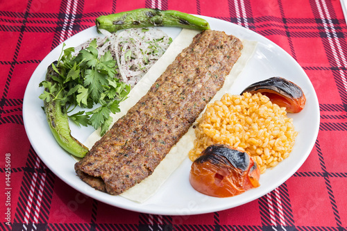 Turkish kebab served on plate