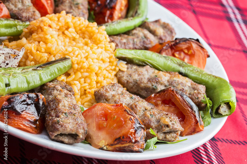 Turkish kebab served on plate