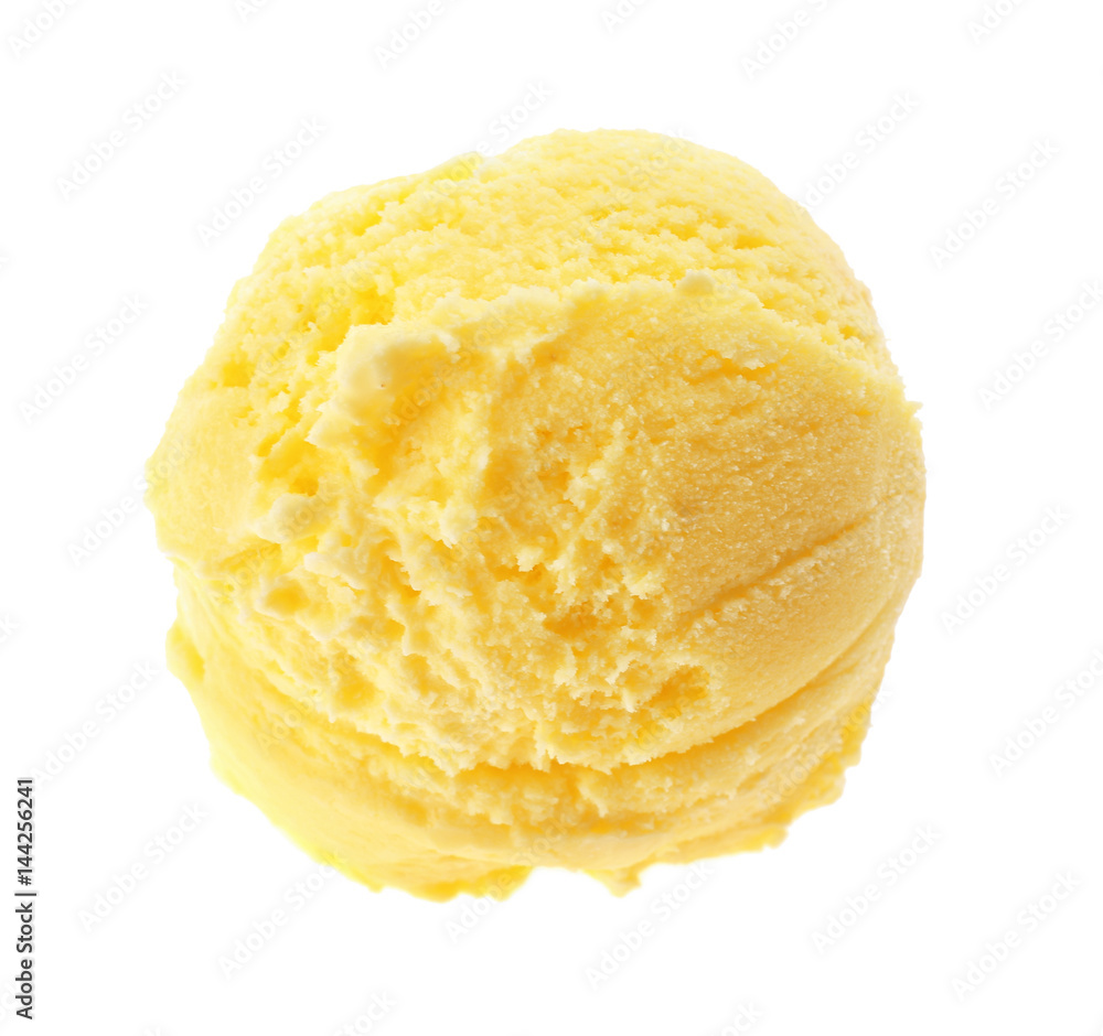 Scoop of lemon ice cream on white background Scoop of lemon ice cream on white background