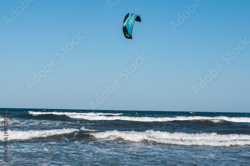 Kitesurfing on a beach