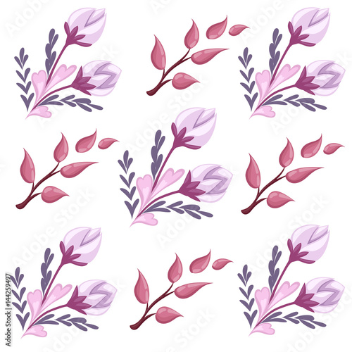 Set with floral elements and leaves.decorative elements for your design. Leaves, swirls, floral Flat design style vector illustration.