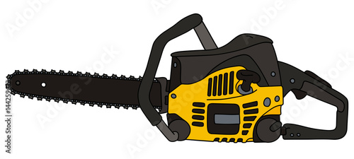 Black and yellow chainsaw