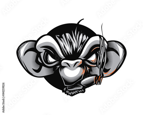 Cool Gangster Bad Monkey Chimp Catoon Caricature Smoker Vector Mascot