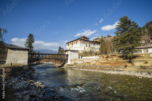 Rinpung Dzong and bridge in Paro (Bhutan) photo