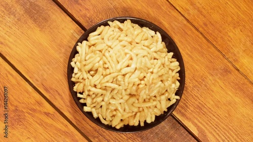 Traditional home oriental sweetness from flour with honey closeup.