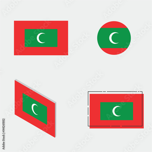 Maladiven flag with flat, circle, isometric and line design photo