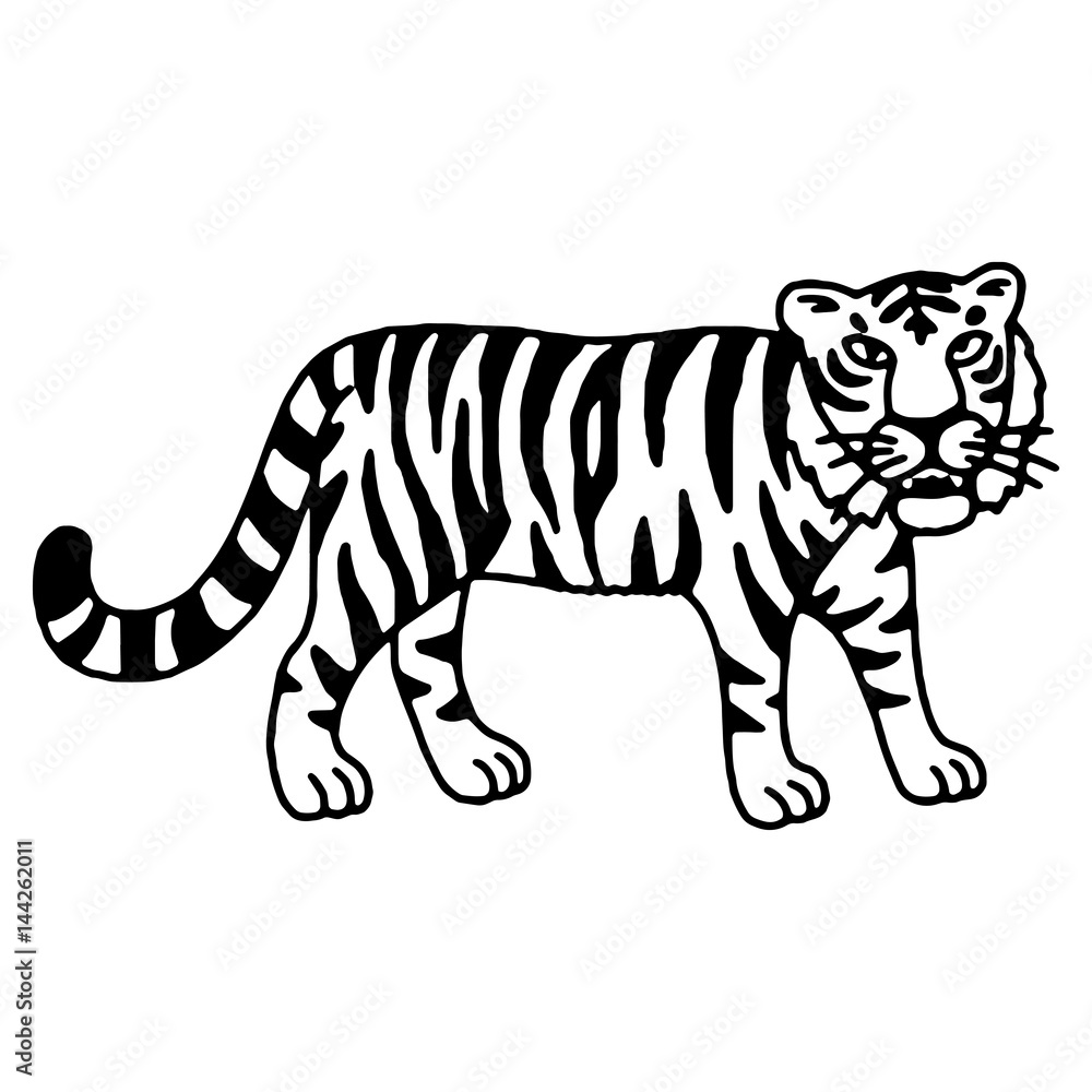 Cute tiger cartoon roaring