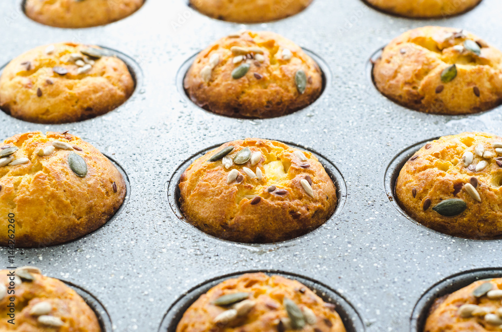 Corn bread muffins in a baking mold Corn bread muffins in a baking mold