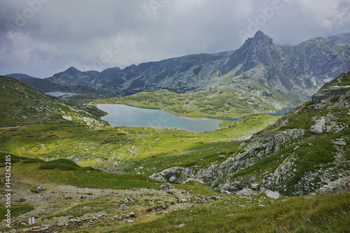 Amazing panorama of The Twin lake, The Seven Rila Lakes, Bulgaria