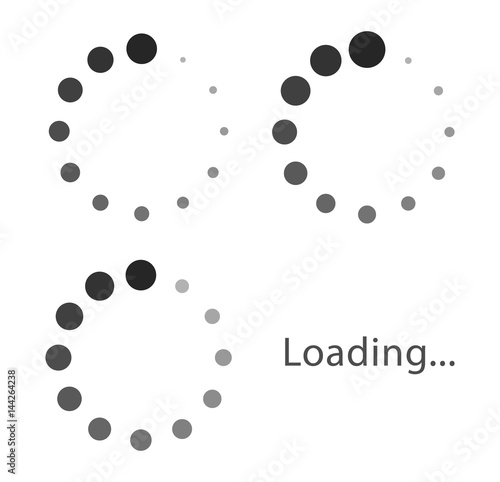 Circular loading sign, gray isolated on white background, vector illustration.