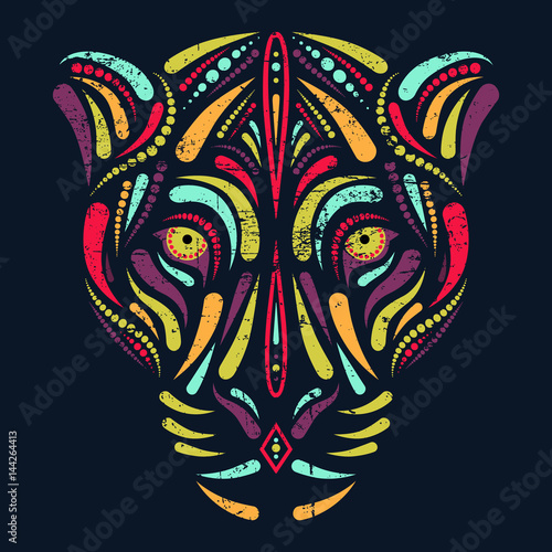 Jaguar head in psychedelic colors. Vector file included.
