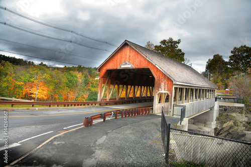 Scenic Quechee covered bridge near Woodstock Vermont
