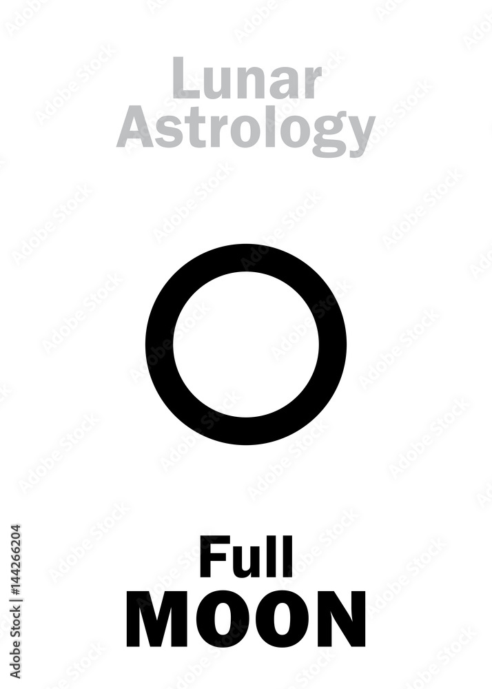 Astrology Alphabet: Full MOON (Lunar event). Hieroglyphics character sign (single symbol).