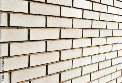 Perspective of white brick wall  abstract background.