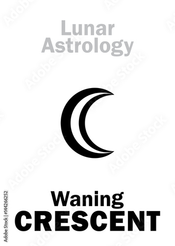 Astrology Alphabet: Waning CRESCENT, damage Moon. Hieroglyphics character sign (single symbol).