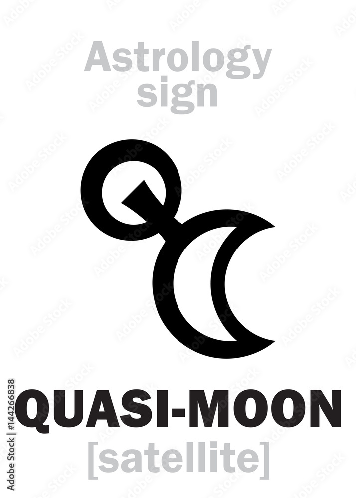 Astrology Alphabet: Quasi-MOON (trojan asteroid-satellite of planet). Hieroglyphics character sign (single symbol). Astrology Alphabet: Quasi-MOON (trojan asteroid-satellite of planet). Hieroglyphics character sign (single symbol).