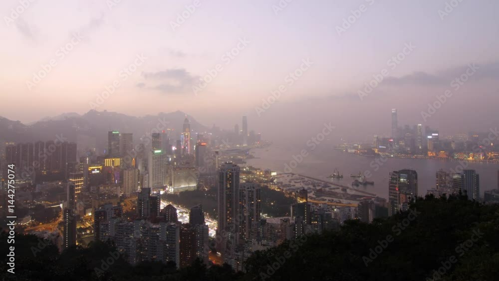 Hong Kong and Kowloon skyline day to night - 4K Hong Kong and Kowloon skyline day to night - 4K