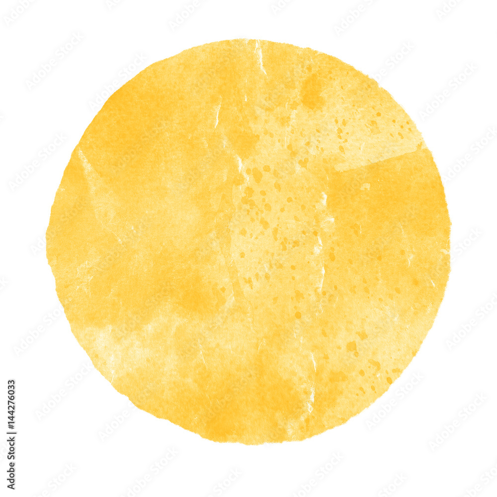 Watercolor yellow circle on white background Watercolor yellow circle on white background