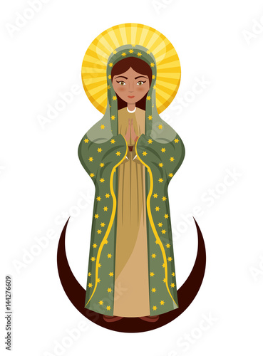 virgin mary icon over white background. colorful design. vector illustration