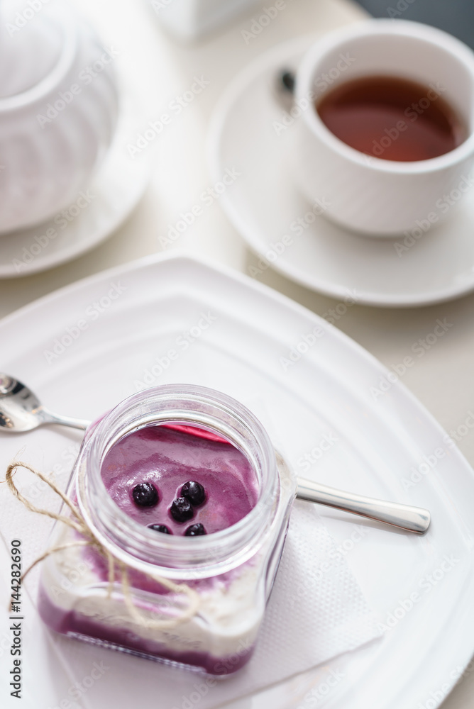 berry dessert in jar berry dessert in jar