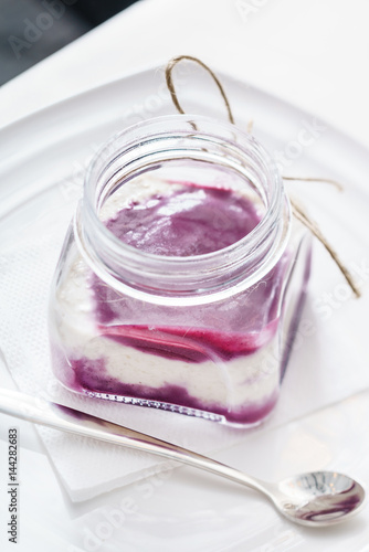 berry dessert in jar