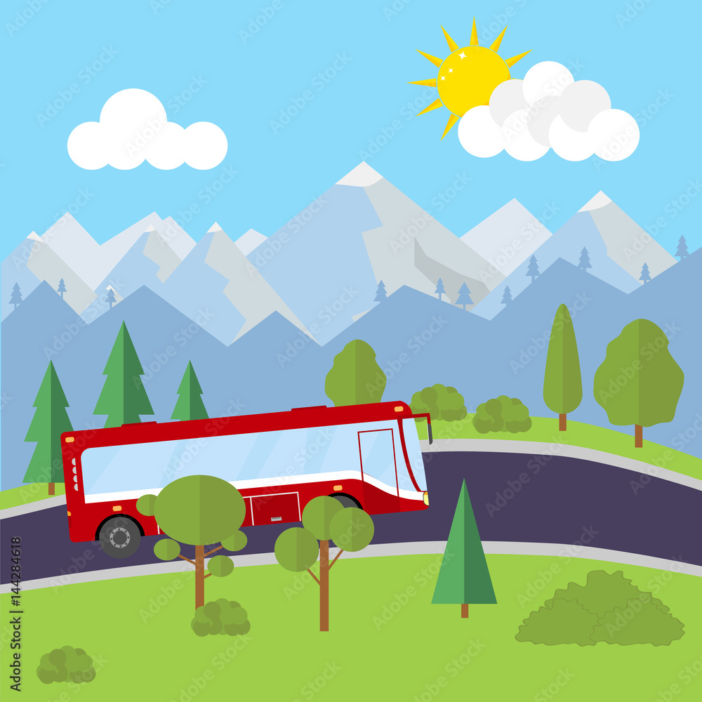 Tourist bus in the mountains Tourist bus in the mountains
