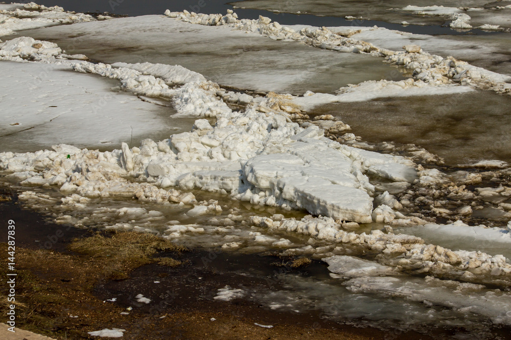 An ice drift on the river