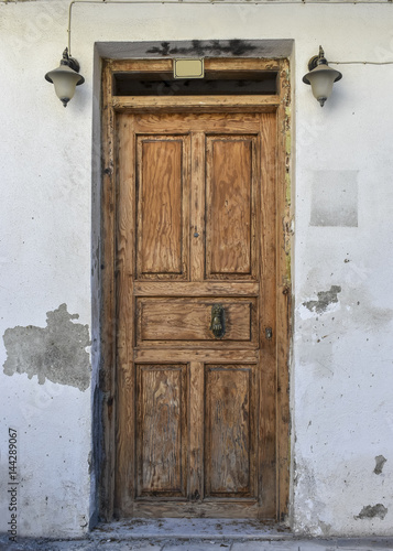 Old wooden door in Rethymnon. Greece