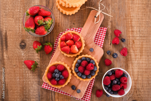 Tartlets with forest fruits.