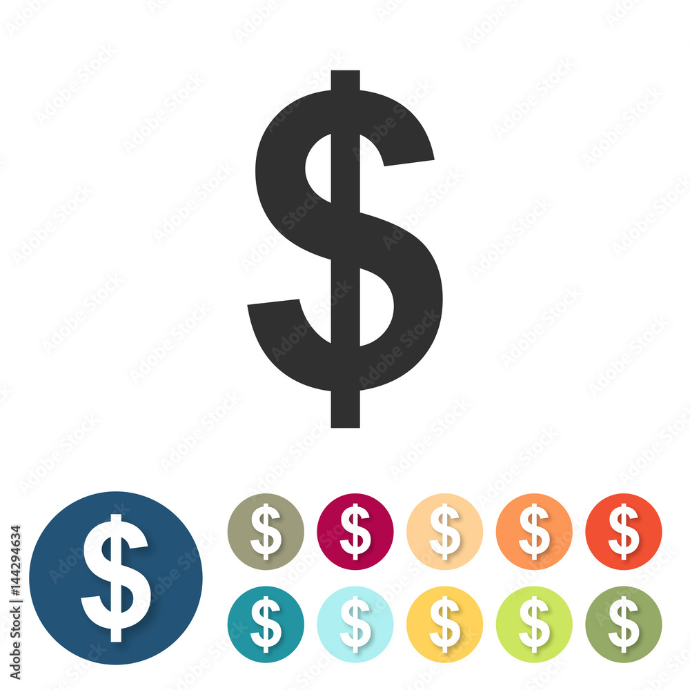 Button-Set bunt - Dollar Geld Button-Set bunt - Dollar Geld