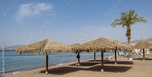 View on central public beach in Eilat - number one resort city in Israel