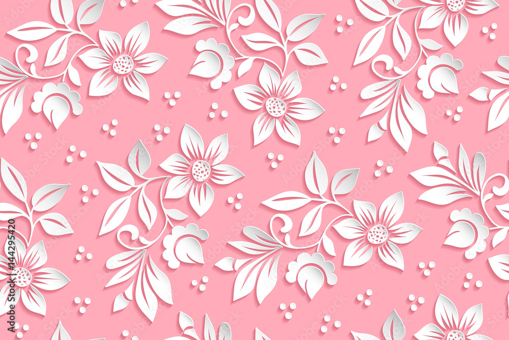 Vector flower seamless pattern element. Elegant texture for backgrounds. 3D elements with shadows and highlights. Paper cut. Vector flower seamless pattern element. Elegant texture for backgrounds. 3D elements with shadows and highlights. Paper cut.