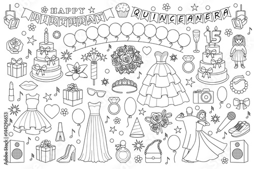 Girl Birthday Doodle Set