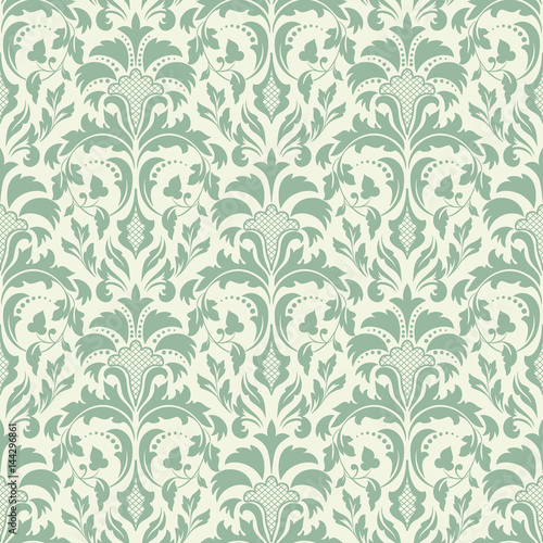 Vector damask seamless pattern background. Classical luxury old fashioned damask ornament  royal victorian seamless texture for wallpapers  textile  wrapping. Exquisite floral baroque template.